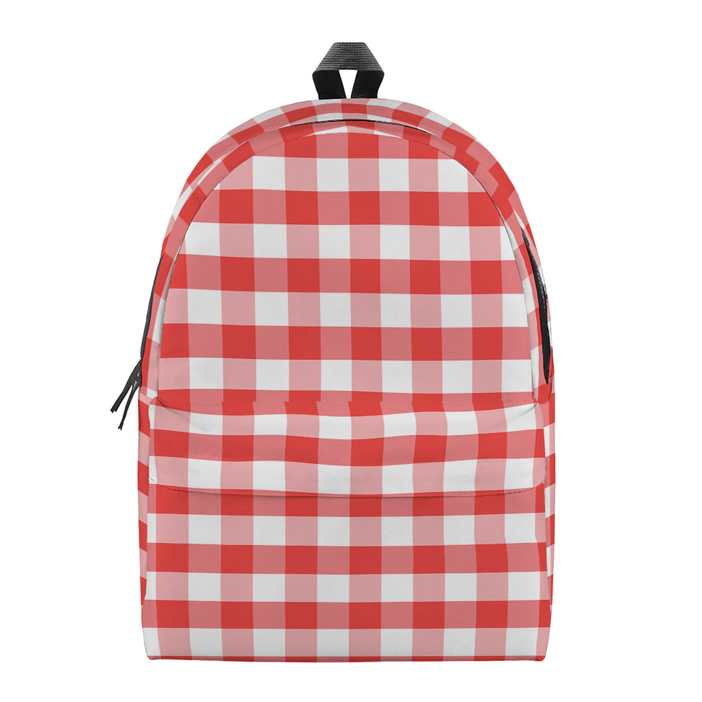 Red And White Gingham Pattern Print Backpack