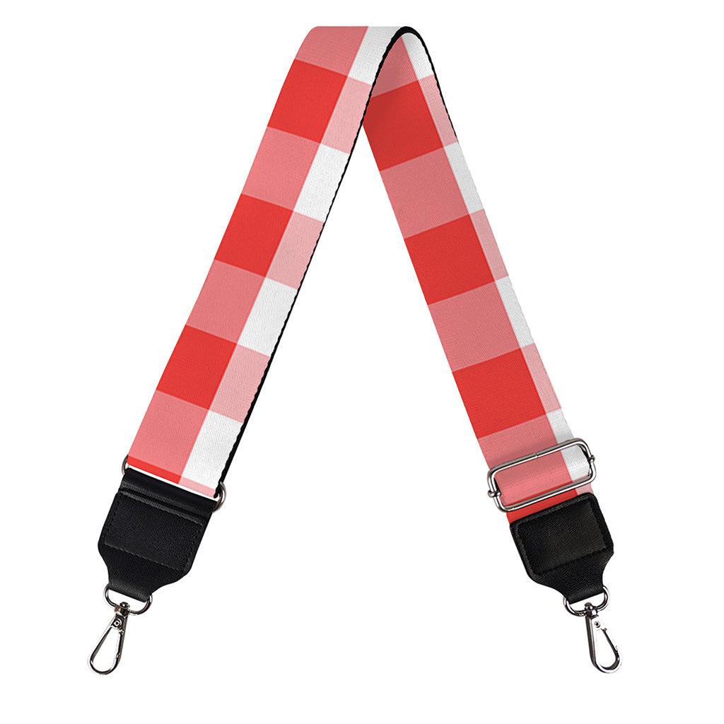 Red And White Gingham Pattern Print Bag Strap