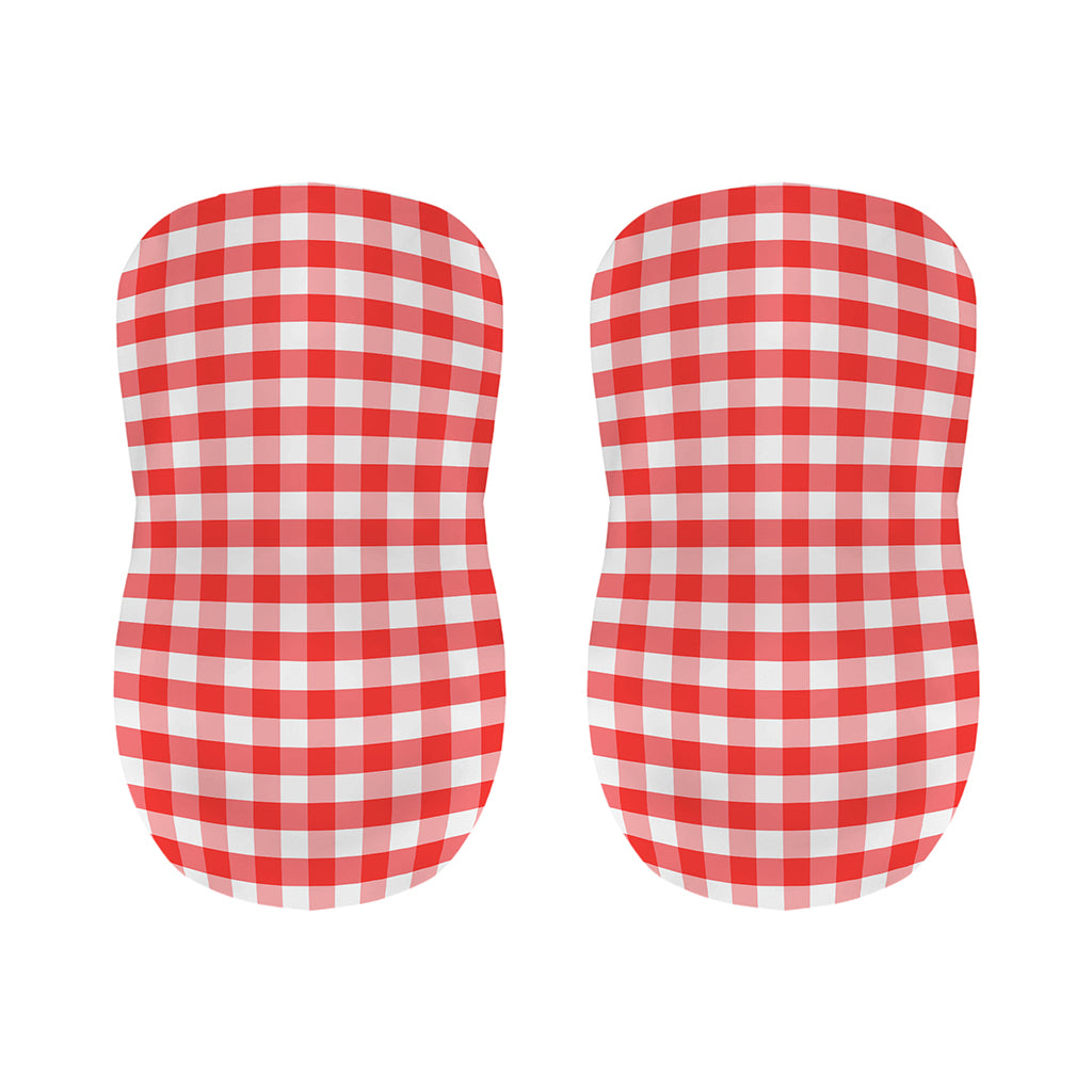 Red And White Gingham Pattern Print Bar Stool Covers