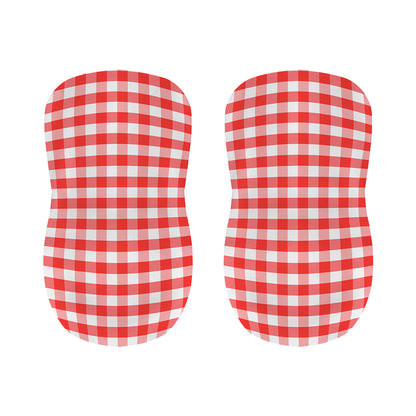 Red And White Gingham Pattern Print Bar Stool Covers