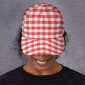Red And White Gingham Pattern Print Baseball Cap