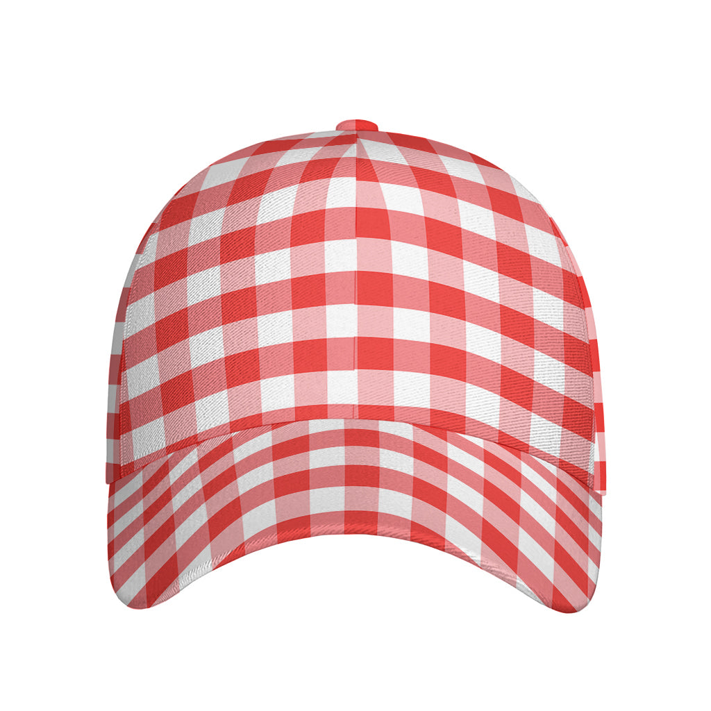 Red And White Gingham Pattern Print Baseball Cap