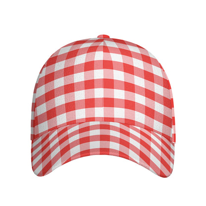 Red And White Gingham Pattern Print Baseball Cap