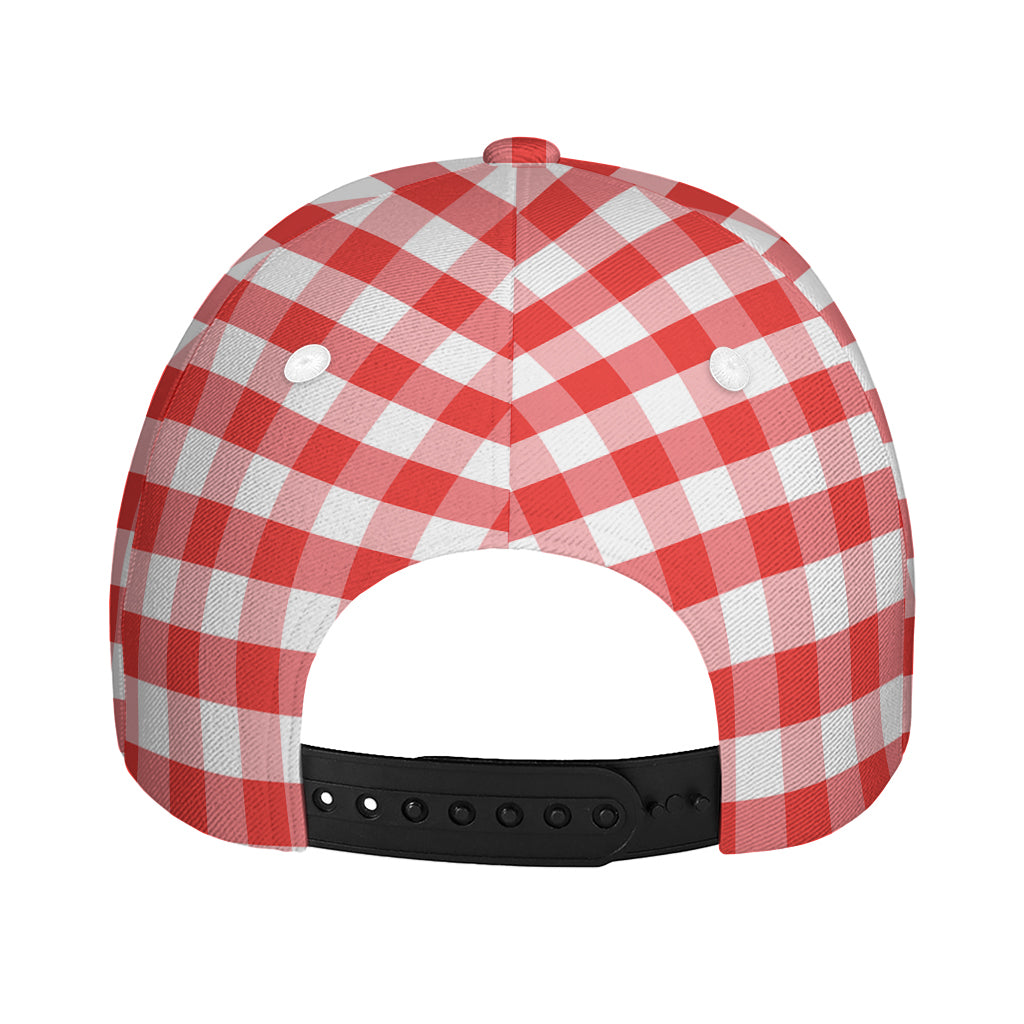 Red And White Gingham Pattern Print Baseball Cap