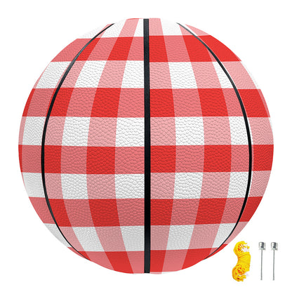 Red And White Gingham Pattern Print Basketball