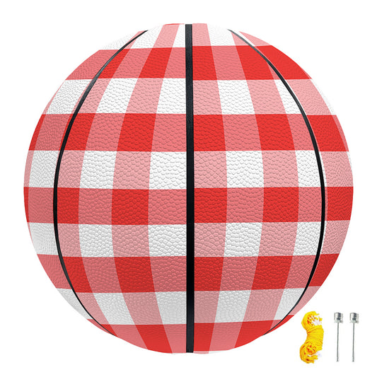 Red And White Gingham Pattern Print Basketball