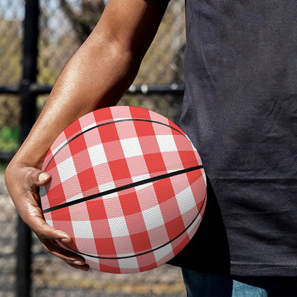 Red And White Gingham Pattern Print Basketball