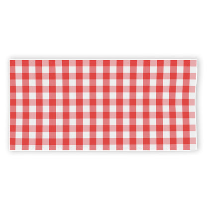 Red And White Gingham Pattern Print Beach Towel