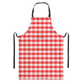 Red And White Gingham Pattern Print Bib Apron With Pocket