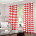 Red And White Gingham Pattern Print Dimout Grommet Curtains
