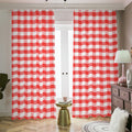Red And White Gingham Pattern Print Dimout Pencil Pleat Curtains