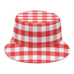 Red And White Gingham Pattern Print Bucket Hat