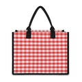 Red And White Gingham Pattern Print Canvas Tote Bag