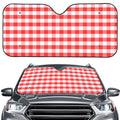 Red And White Gingham Pattern Print Car Windshield Sun Shade