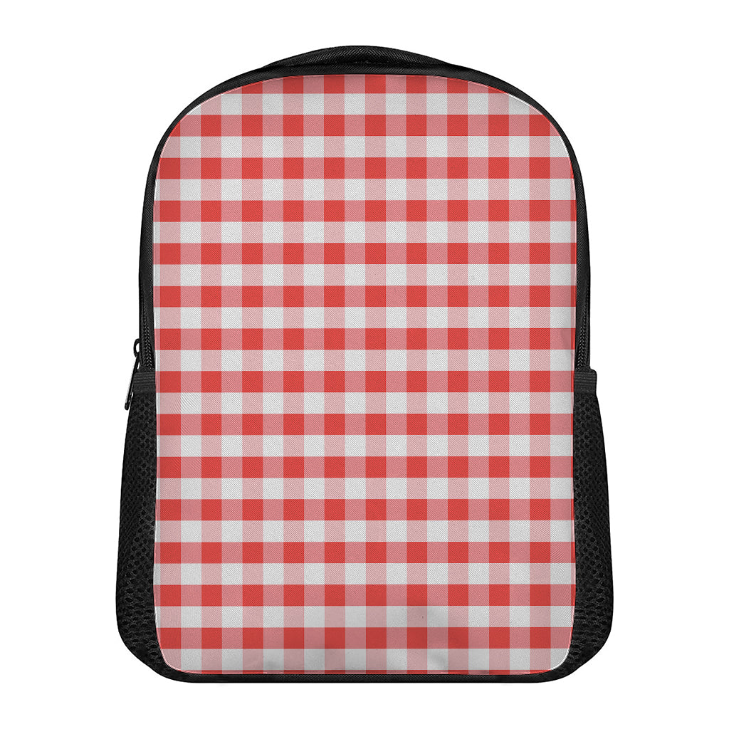 Red And White Gingham Pattern Print Casual Backpack
