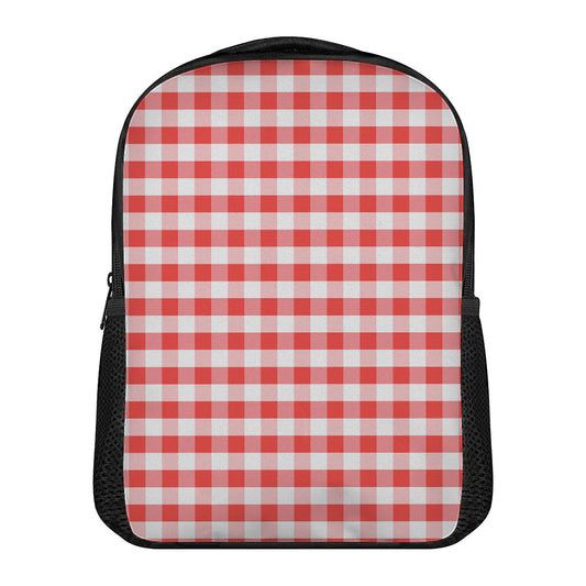 Red And White Gingham Pattern Print Casual Backpack