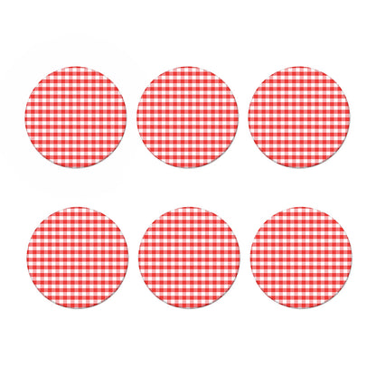 Red And White Gingham Pattern Print Coaster Set