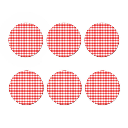 Red And White Gingham Pattern Print Coaster Set