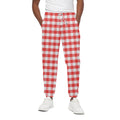 Red And White Gingham Pattern Print Cotton Sweatpants