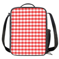 Red And White Gingham Pattern Print Crossbody Lunch Bag