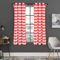 Red And White Gingham Pattern Print Grommet Curtain Panels