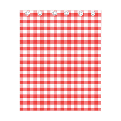 Red And White Gingham Pattern Print Curtain
