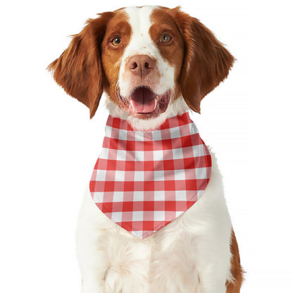 Red And White Gingham Pattern Print Dog Bandana