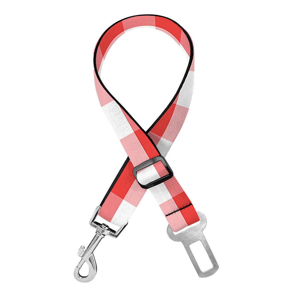 Red And White Gingham Pattern Print Dog Seat Belt