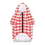 Red And White Gingham Pattern Print Dog Zip Up Hoodie