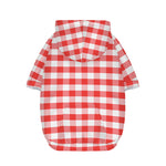 Red And White Gingham Pattern Print Dog Zip Up Hoodie