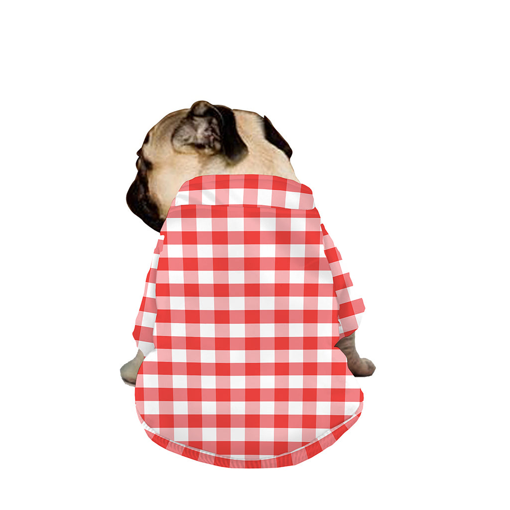 Red And White Gingham Pattern Print Dog Zip Up Jacket