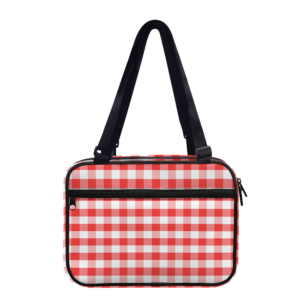 Red And White Gingham Pattern Print Double Strap Bible Bag