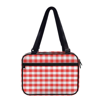 Red And White Gingham Pattern Print Double Strap Bible Bag