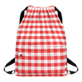 Red And White Gingham Pattern Print Drawstring Backpack