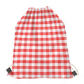 Red And White Gingham Pattern Print Drawstring Bag