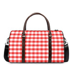 Red And White Gingham Pattern Print Duffle Bag