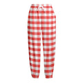 Red And White Gingham Pattern Print Fleece Lined Knit Pants