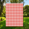Red And White Gingham Pattern Print Garden Flag