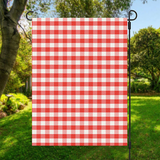 Red And White Gingham Pattern Print Garden Flag
