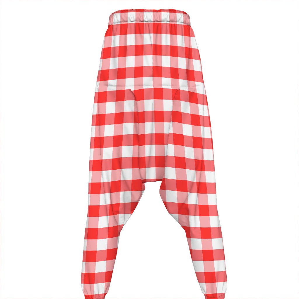 Red And White Gingham Pattern Print Hammer Pants