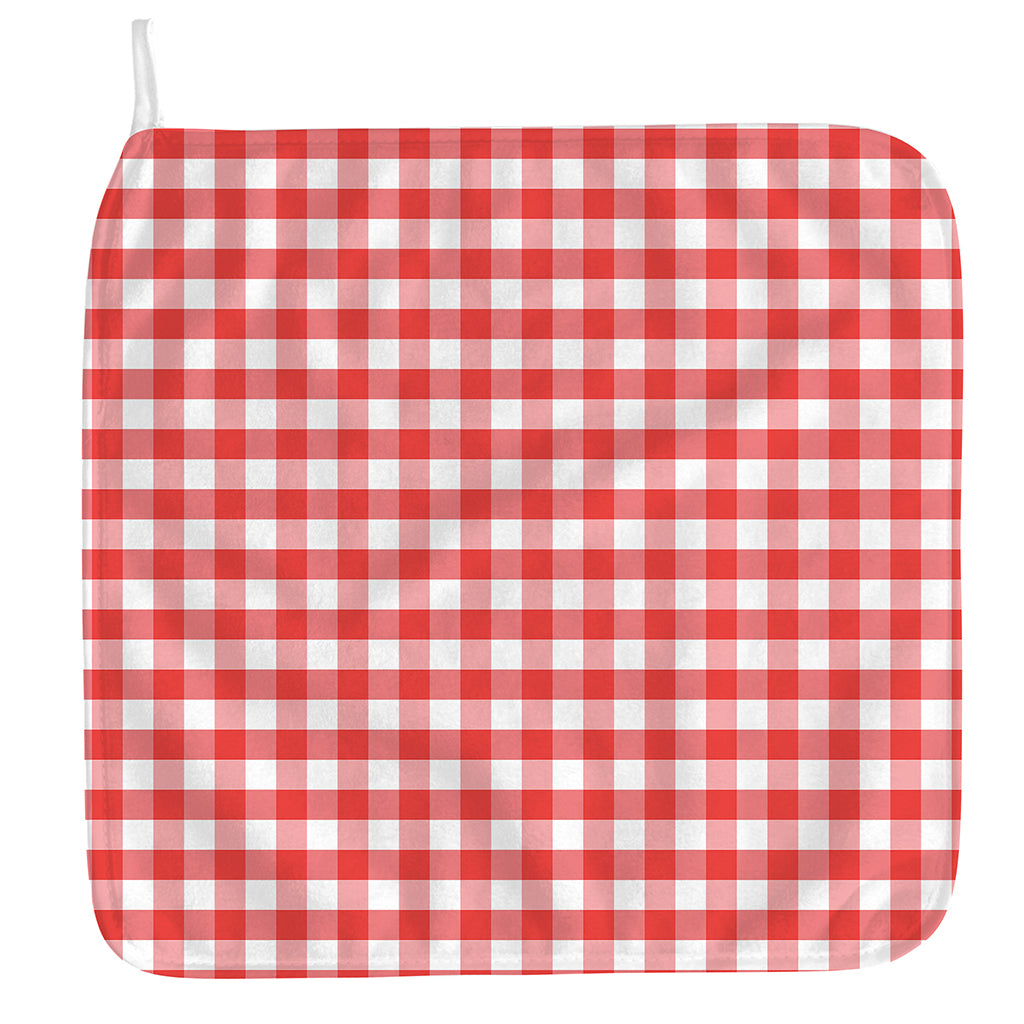 Red And White Gingham Pattern Print Hand Towel