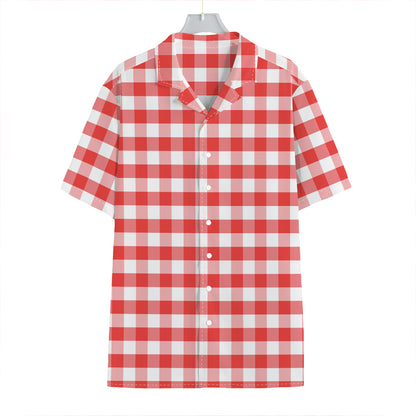 Red And White Gingham Pattern Print Hawaiian Shirt