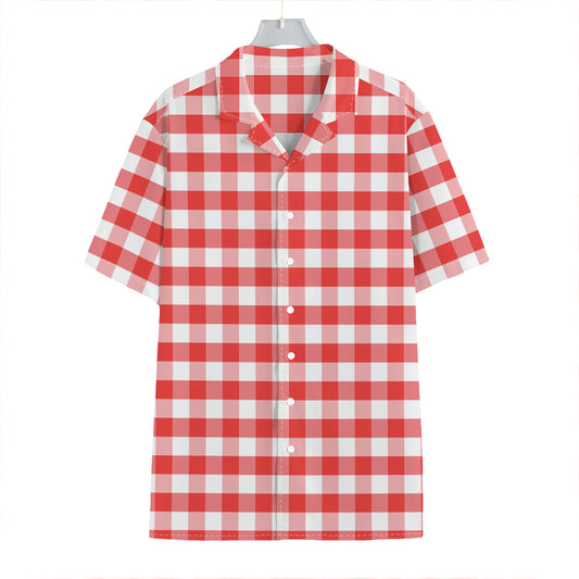 Red And White Gingham Pattern Print Hawaiian Shirt