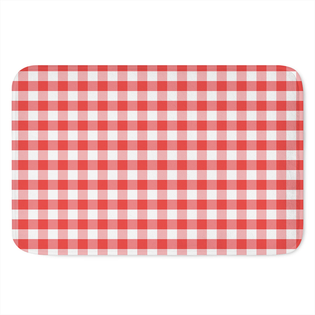 Red And White Gingham Pattern Print Indoor Door Mat