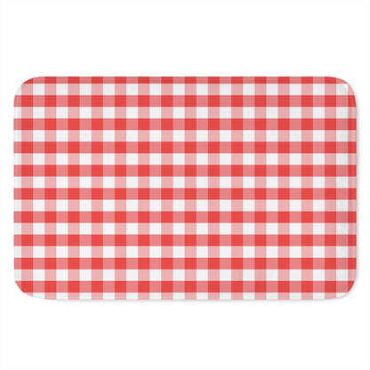 Red And White Gingham Pattern Print Indoor Door Mat