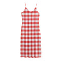 Red And White Gingham Pattern Print Jersey Midi Cami Dress