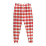 Red And White Gingham Pattern Print Jogger Pants
