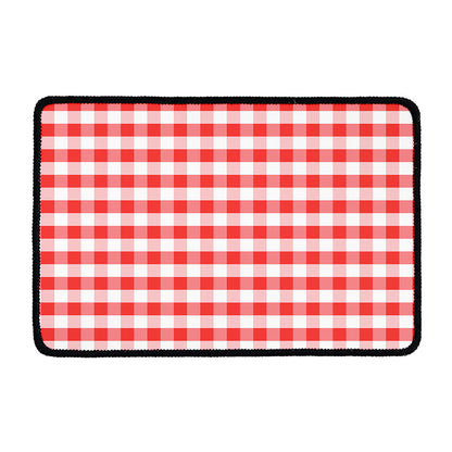 Red And White Gingham Pattern Print Kitchen Mat