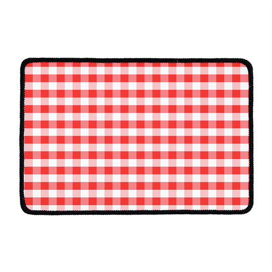 Red And White Gingham Pattern Print Kitchen Mat