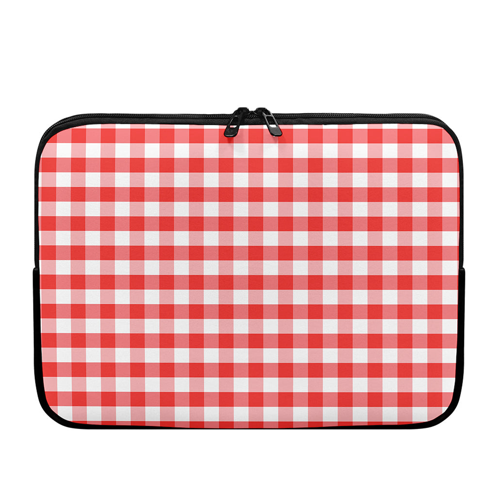 Red And White Gingham Pattern Print Laptop Sleeve